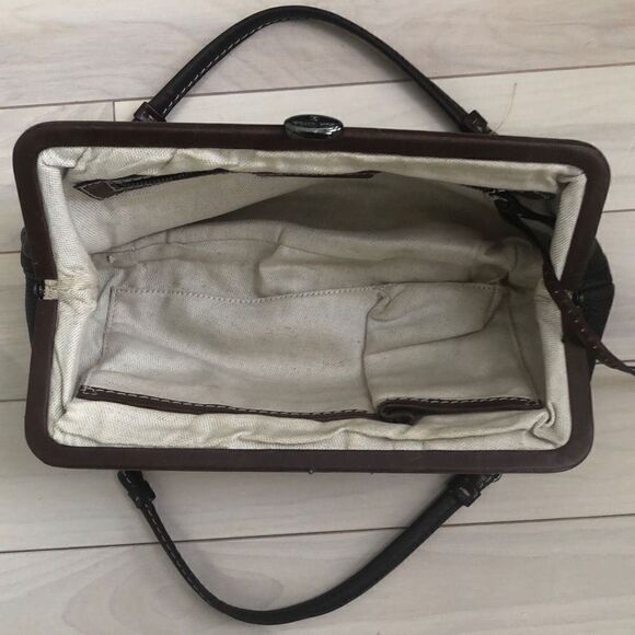 Michael Kors Kiss Lock Chain Double Strap Black Leather Purse Handbag - Picture 3 of 4